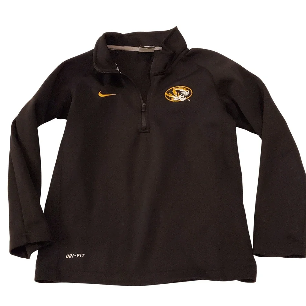 Nike Missouri Tigers Dri-FIT Quarter Zip Pullover Black Kids Size 7 Mizzou NCAA